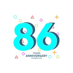 86 Years Anniversary Celebration Vector Template Design Illustration
