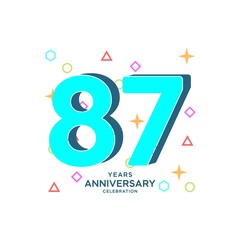 87 Years Anniversary Celebration Vector Template Design Illustration