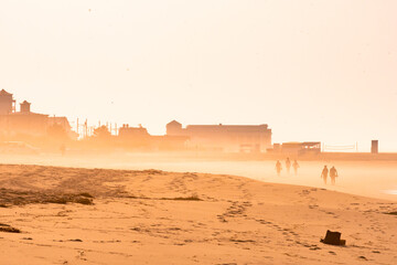 Windy sunrise at the beach in Cape May, New Jersey