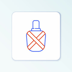 Line Canteen water bottle icon isolated on white background. Tourist flask icon. Jar of water use in the campaign. Colorful outline concept. Vector