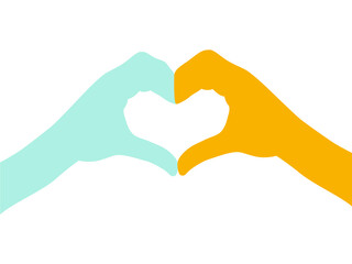 Support Ukraine, heart of hands with colors of Ukrainian flag isolated. Volunteering concept. Vector illustration 