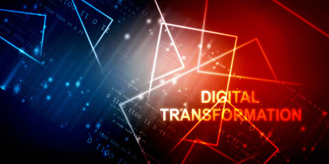2d illustration Concept of digitization of business processes and modern technology