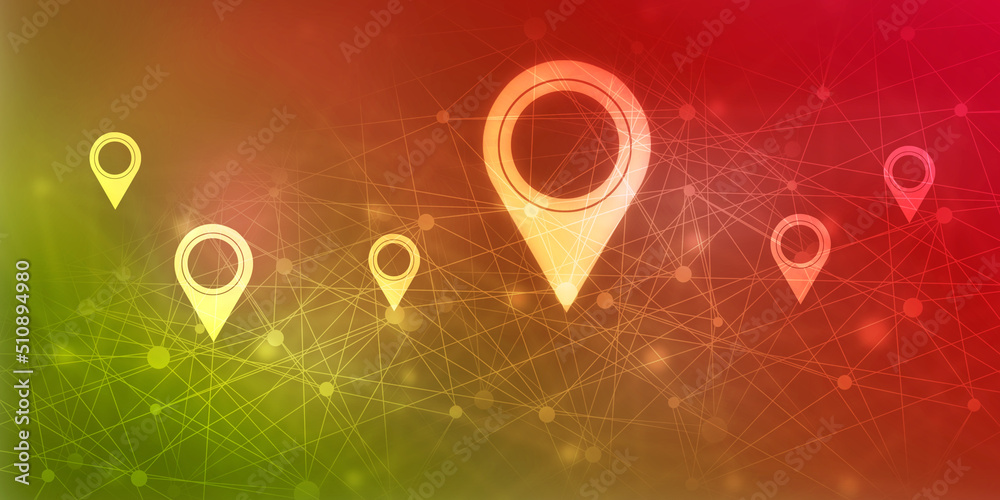Poster 2d rendering red map pointer