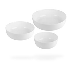 White plates dishes set isolated on white background