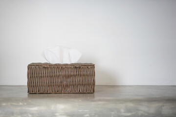 tissue box on table with copy space