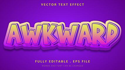 3d Colorful Word Awkward Editable Text Effect Design Template