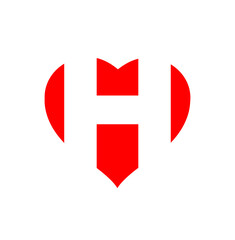 Red heart with H letter monogram. H and heart.