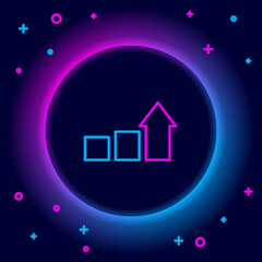 Glowing neon line Financial growth icon isolated on black background. Increasing revenue. Colorful outline concept. Vector