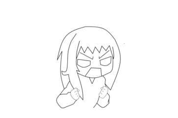 Anime girl yelling line art drawing 