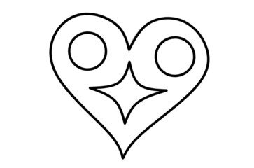 Fototapeta premium Heart gem line art drawing 