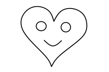 Happy heart line art drawing 