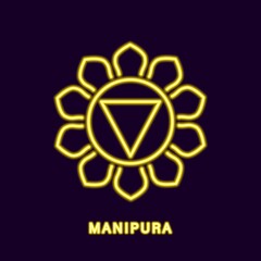 Golden neon manipura chakra. Luminous yellow symbol of knowledge of body structure and power over desires. Nabhishthana remedies for illness and permanent vector happiness