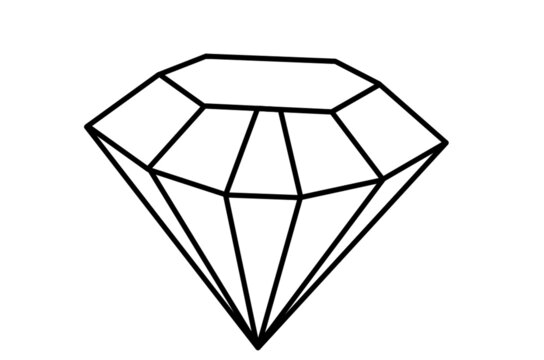 Diamond gem line art drawing 