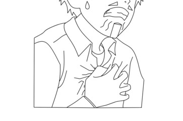 Heart attack line art drawing 