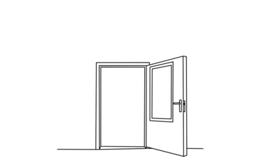 Open door line art drawing 