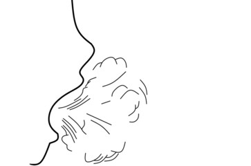 Cold breath line art drawing 