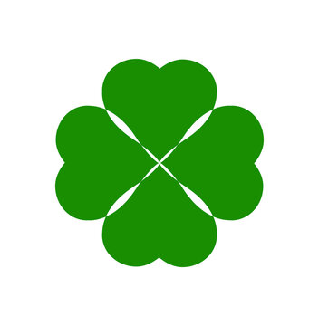 4 green hearts monogram icon. green hearts icon.