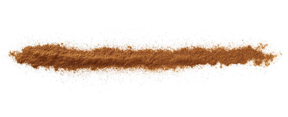 Cinnamon line powder isolated on white, top view 