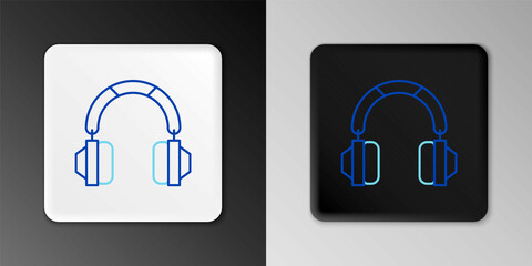 Line Headphones icon isolated on grey background. Earphones. Concept for listening to music, service, communication and operator. Colorful outline concept. Vector