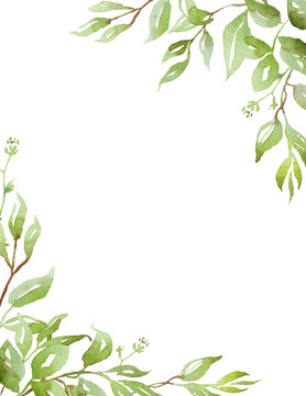 Watercolor greenery frame