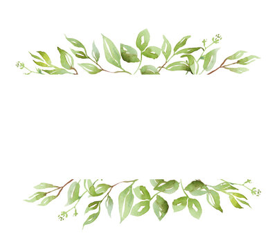 Watercolor greenery frame