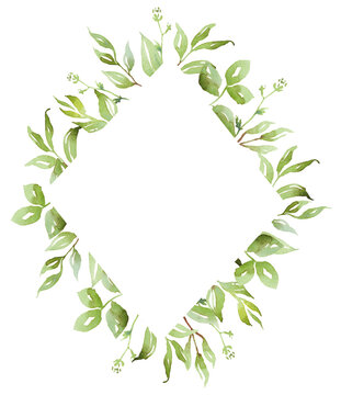 Watercolor greenery frame
