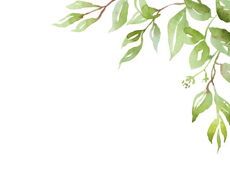 Watercolor greenery frame
