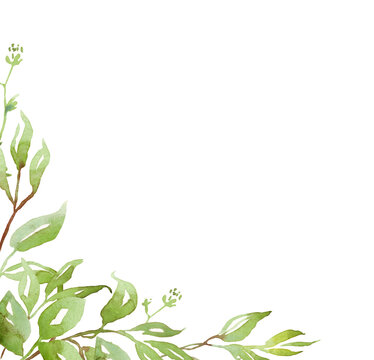 Watercolor greenery frame