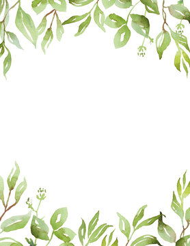 Watercolor greenery frame