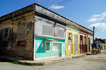colorful old houses in the streets of cardenas