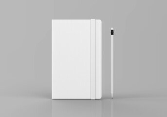 White notepad mockup, template for branding identity on gray background for graphic designers presentations and portfolios. 3D rendering.