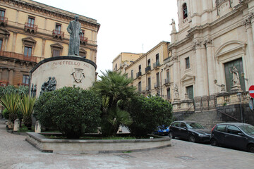 Fototapeta na wymiar cardinal Dusmet monument and church (st francis d'assisi) in catania in sicily (italy)