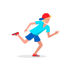 running boy illustration on isolated white background