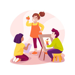 Drawing a person with a body isolated cartoon vector illustration.