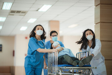 emergency patient concept, professional doctor working for help emergency patient at hospital...