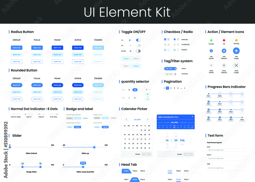 Wall mural vector ui elements kit for website template and mobile application