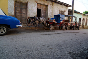old classic cars in the streets of trinidad