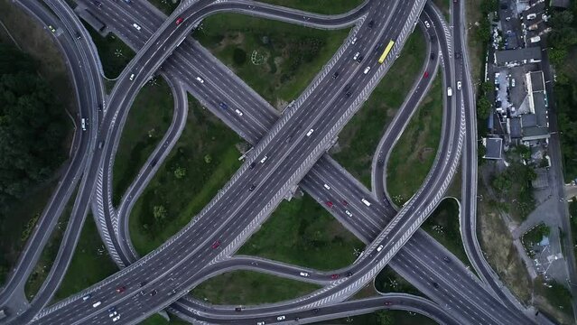 Paton Bridge in Kyiv at night, Ukraine. Aerial view. video footage 4k quality