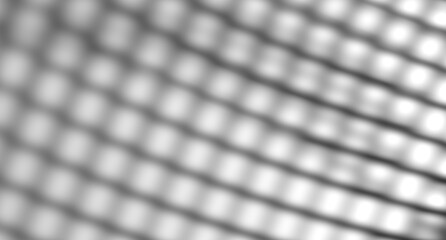 Black and white abstract shadow from grid. Shadow on a white wall mesh rope stripes with blur. 3D render