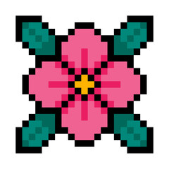 pixel flower and leaves
