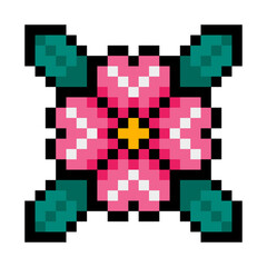 pixel flower and leaves
