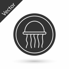 Grey Jellyfish on a plate icon isolated on white background. Vector.