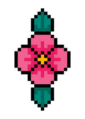 Fototapeta premium pixel flower and leaves 