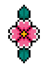 pixel flower and leaves
