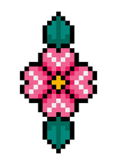pixel flower and leaves
