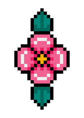 pixel flower and leaves
