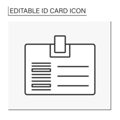  Identification card line icon. Badge with personal identification document. Scan barcode. Biometric data. Identity detection concept. Isolated vector illustration.Editable stroke