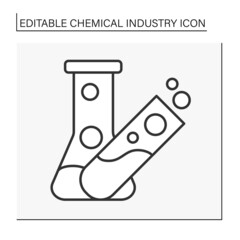  Inorganic chemistry line icon.Test tube for researching properties and behavior of metals, minerals. Chemical industry concept. Isolated vector illustration. Editable stroke