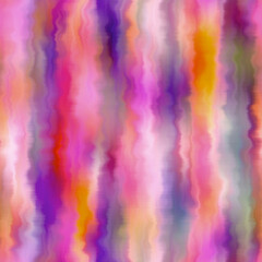 Bleed vertical stripe summer tie dye batik beach wear pattern. Seamless variegated gradient space dyed shibori effect. Washed out painterly trendy fashion print background. 