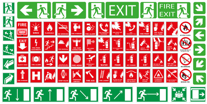 Fire action signs. 